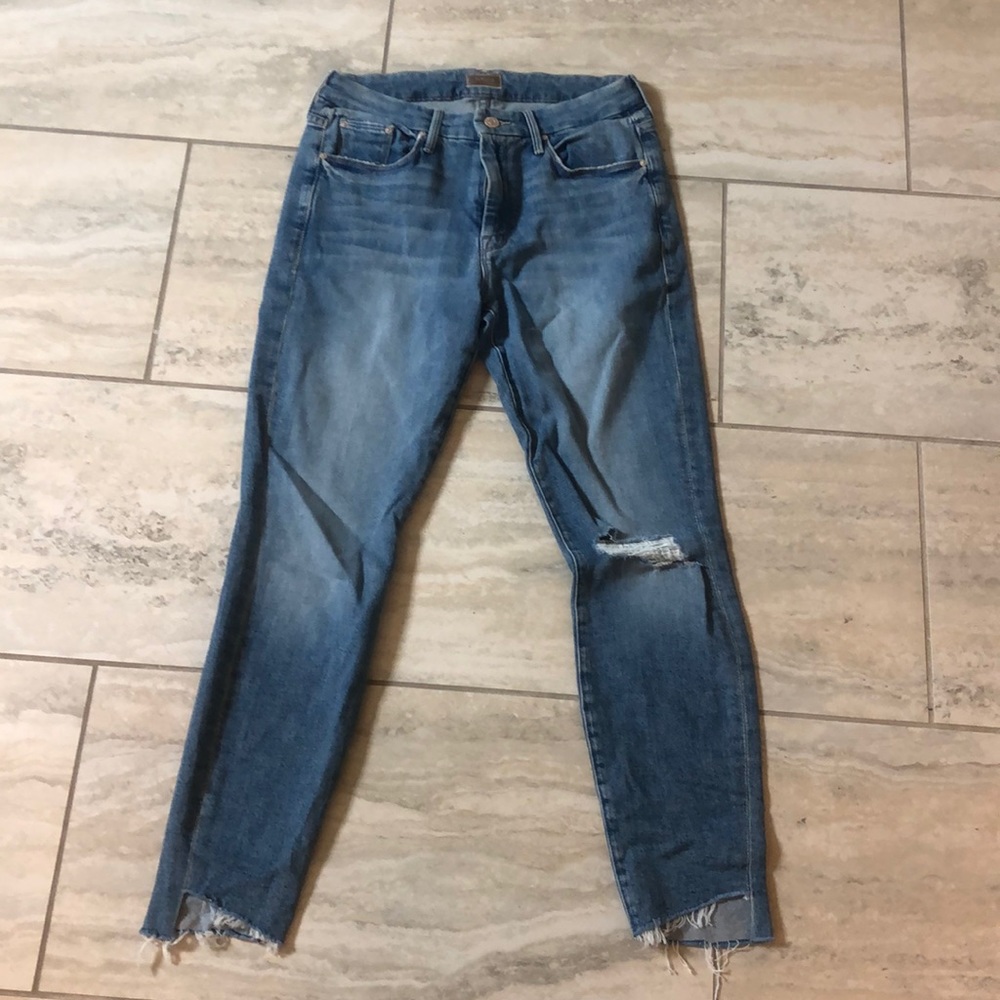 Mother skinny distressed jeans.